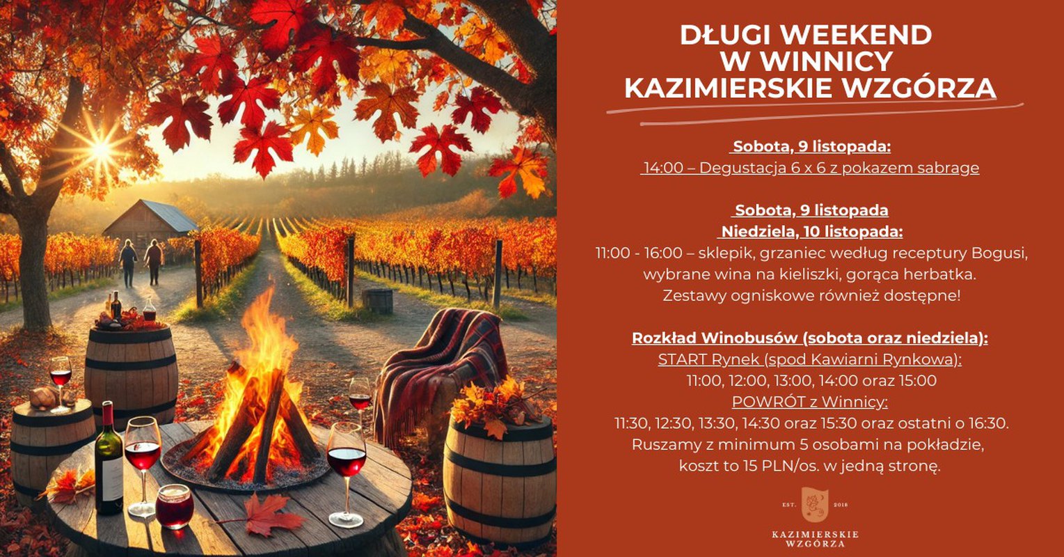 Długi weekend w Winnicy Kazimierskie Wzgórza